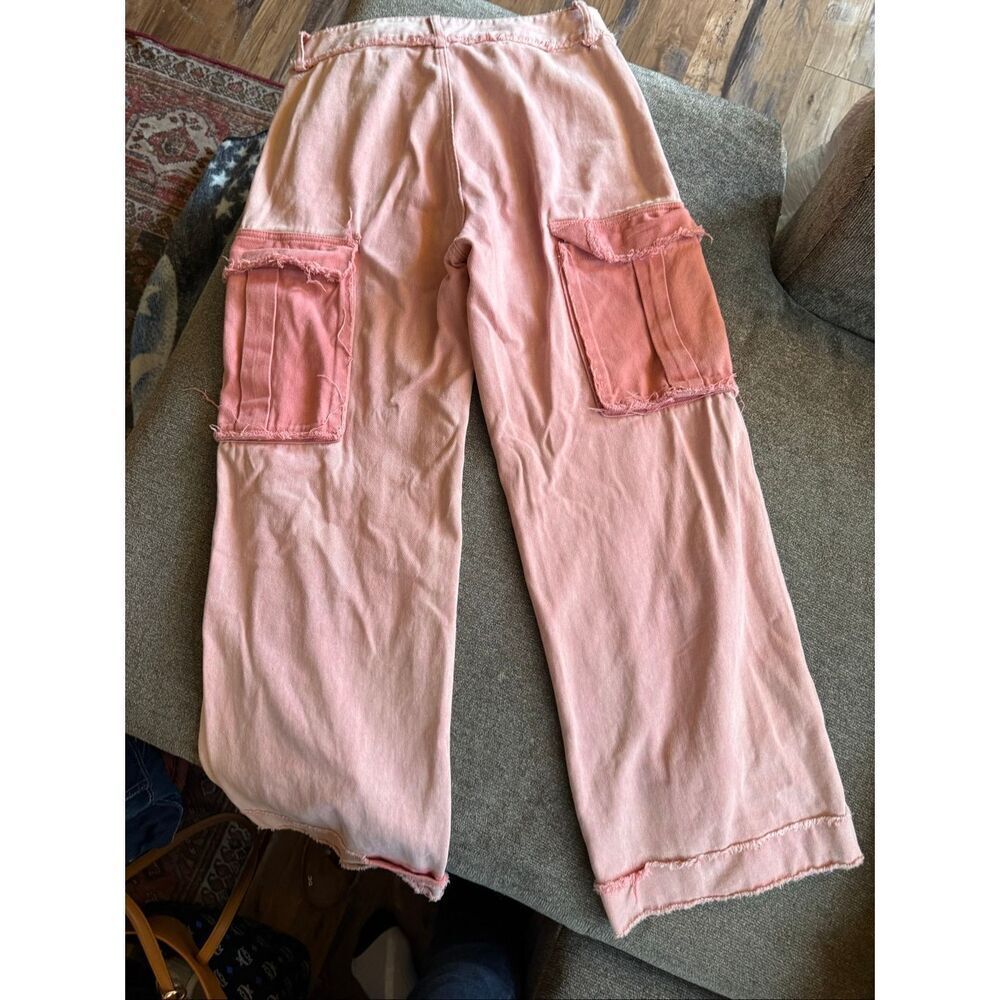 AKIRA Pink Two Tone Wide Leg Carpenter Jeans XL Y2K Barbiecore - Picture 9 of 11
